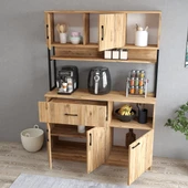 Tanmob MTD0202 İnci 128 cm Kapaklı Çekmeceli Raflı Mutfak Dolabı Çam - 3