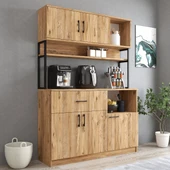 Tanmob MTD0202 İnci 128 cm Kapaklı Çekmeceli Raflı Mutfak Dolabı Çam - 1