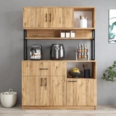 Tanmob MTD0202 İnci 128 cm Kapaklı Çekmeceli Raflı Mutfak Dolabı Çam - 2