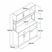Tanmob MTD0202 İnci 128 cm Kapaklı Çekmeceli Raflı Mutfak Dolabı Çam - 4