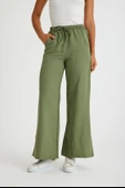Tasarım Beli Lastikli Bağcıklı Keten Günlük Pantolon thumbnail 1