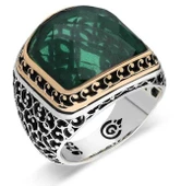 Gümüş Yeşil Zirkon Taşlı Erkek Yüzük thumbnail 1