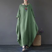 Salaş Panço Kadın Elbise Keten Rahat Baharlık thumbnail 1