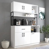 Tanmob MTD0201 İnci 128 cm Kapaklı Çekmeceli Raflı Mutfak Dolabı Beyaz - 1