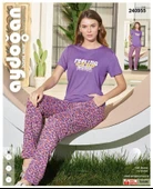 Aydoğan Kadın Mor Viskon Kısa Kollu Pijama Takımı 240955 - 1