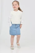 Kız Çocuk 3'lü Jean Takım (Jean Etek+Gömlek+Triko Yelek) 12170 - 3