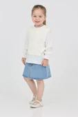 Kız Çocuk 3'lü Jean Takım (Jean Etek+Gömlek+Triko Yelek) 12170 - 1