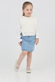 Kız Çocuk 3'lü Jean Takım (Jean Etek+Gömlek+Triko Yelek) 12170 - 4
