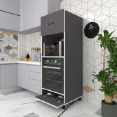Kenzlife fırın dolabı halide gri 162*60*56 mutfak kapaklı ayaklı banyo kiler ofis thumbnail 1