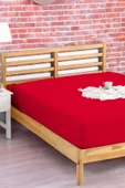 Upstyle Penye Lastikli Çarşaf Pamuklu Jersey Süper Battal Kişilik 200x200cm Bordo - 1