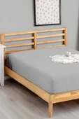 Upstyle Penye Lastikli Çarşaf Pamuklu Jersey Süper Battal Kişilik 200x200cm Gri - 1
