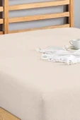 Upstyle Penye Lastikli Çarşaf Pamuklu Jersey Süper Battal Kişilik 200x200cm Krem - 3