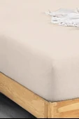 Upstyle Penye Lastikli Çarşaf Pamuklu Jersey Süper Battal Kişilik 200x200cm Krem - 2