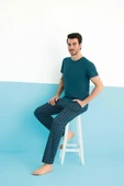 Aydoğan Erkek Petrol Pamuklu Modal Kısa Kollu Pijama Takımı 250161 - 1