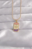 316L Çelik Gold Renk Karışık Mineli Ay Figür Tarot Kolye - TJ-BKO9032 - 2