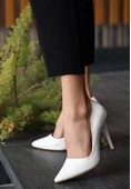 Hillar Beyaz Cilt Stiletto Ayakkabı - 2