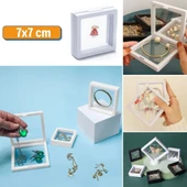 7x7 cm Standlı 3D Takı Ziynet Hatıra Koleksiyon Saklama Kutusu Şeffaf Film Çerçevesi - 2
