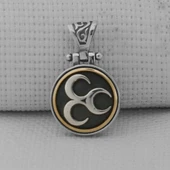 Üç Hilal Ortası Dönen 925 Ayar Gümüş Kolye Ucu thumbnail 1