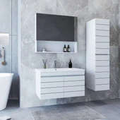Teta Home Asya 80 CM Mdf Banyo Dolabı Seti + Boy Dolabı Beyaz - 2