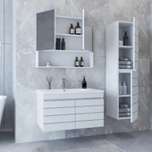 Teta Home Asya 80 CM Mdf Banyo Dolabı Seti + Boy Dolabı Beyaz - 3