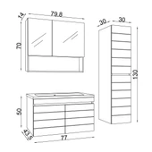 Teta Home Asya 80 CM Mdf Banyo Dolabı Seti + Boy Dolabı Beyaz - 4
