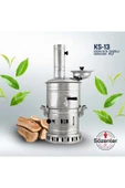 Khuzme Sz13 4 Litre Krom Çelik Ayrılır Odunlu Semaver - 1
