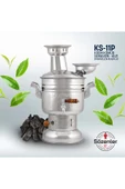 4 Litre-porselen Krom Kömürlü Semaver (porselen Kulp) Taşıma Çantası Hediyeli - 1