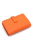 Soft Yumuşak Suni Deri Fermuar Bölmeli Trend Kadın Cüzdan Turuncu thumbnail 2