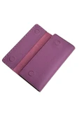 Mor %100 Hakiki Deri Dikiş Detaylı Gizli Mıknatıslı Kapaklı Özel Tasarım Kadın Cüzdan Portföy thumbnail 2