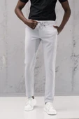 Beli Lastikli ve İplikli Armürlü Slimfit Pamuklu Likralı Jogger Pantolon - 1