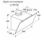 BOSCH DWK63PJ61T EĞİMLİ CAM DAVLUMBAZ SİYAH-INOX thumbnail 5