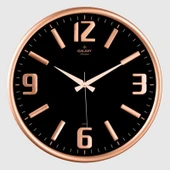 Galaxy Premium Serisi Metal Çerçeveli Kabartma Rakamlı Bombe Camlı 35 CM Duvar Saati Bakır -Siyah - 1