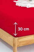Upstyle Penye Lastikli Çarşaf Pamuklu Jersey Tek Kişilik 100x200cm Bordo - 2