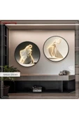 Metal Çerçeveli Gerçek Camlı Yuvarlak Tablo Angel Light 2li Set - 1