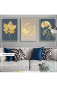 Metal Çerçeveli Gerçek Camlı Tablo BrightBlueC 3 Lü Set - 1