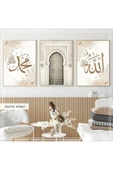 Metal Çerçeveli Gerçek Camlı Tablo AyetelkürsiB 3 Lü Set - 1