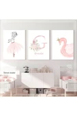 Metal Çerçeveli Gerçek Camlı Tablo Swanbaby 3 Lü Set - 1