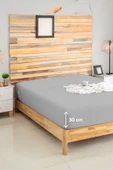 Upstyle Penye Lastikli Çarşaf Pamuklu Jersey Tek Kişilik 100x200cm Gri - 1