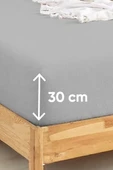 Upstyle Penye Lastikli Çarşaf Pamuklu Jersey Tek Kişilik 100x200cm Gri - 2
