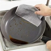 TBY Shop 3 Adet Inox Bez Telli Bulaşık Bezi, Zor Kir Bezi, Mutfak Banyo Bezi Çift Katlı Tel Bez - 1