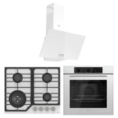 Ferre Flowart NT Asimetrik Seriisi 3'lü Beyaz Ankastre Set ( QBL62CB-NT026-D087 ) - 1