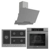 Ferre Flowart BL Modüler Seriisi 3'lü Gri Ankastre Set ( QBL62CPR-BL138-D065 ) - 1