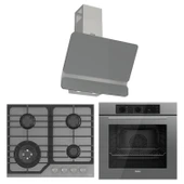 Ferre Flowart NT Asimetrik Seriisi 3'lü Gri Ankastre Set ( QBL62CPR-NT028-D082 ) - 1