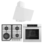 Ferre Flowart NT Asimetrik Seriisi 3'lü Beyaz Ankastre Set ( QBL62CB-NT026-D078 ) - 1