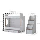 Ranza, Vita Bohem Genç Odası Takımı Yavrulu Beyaz Ranza + Dört Kapaklı Dolap - 5