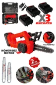 Kömürsüz Motor Yağ Pompalı Dal Budama Testeresi ''3 Bataryalı'' Çift Pala Akülü Ağaç Kesme Makinesi - 2