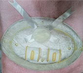 Söz Nişan Tepsisi Ahşap kadife kaplama yüzüklük oval beyaz/ gold - 1