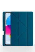 Ipad (A16) 11. Nesil 2025 11 ınç Kılıf Kalem Bölmeli Trifolding Standlı Uyku Modlu Silikon Kapak  PETROL MAVİSİ - 1