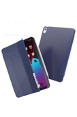 Ipad (A16) 11. Nesil 2025 11 ınç Kılıf Kalem Bölmeli Trifolding Standlı Uyku Modlu Silikon Kapak  Lacivert - 4
