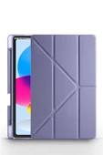 Ipad (A16) 11. Nesil 2025 11 ınç Kılıf Kalem Bölmeli Trifolding Standlı Uyku Modlu Silikon Kapak  LAVANTA thumbnail 2